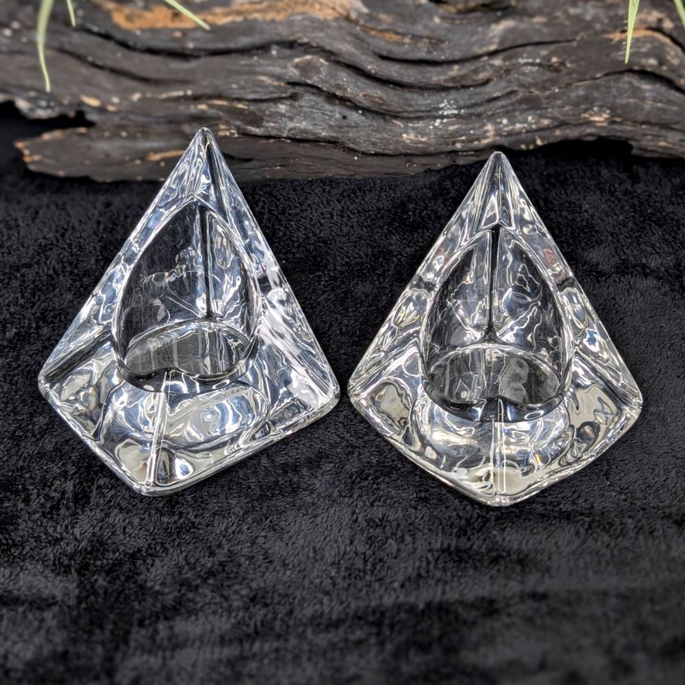 1960’s Pair of Nybro Sweden Volcano Crystal Candleholder Bookends